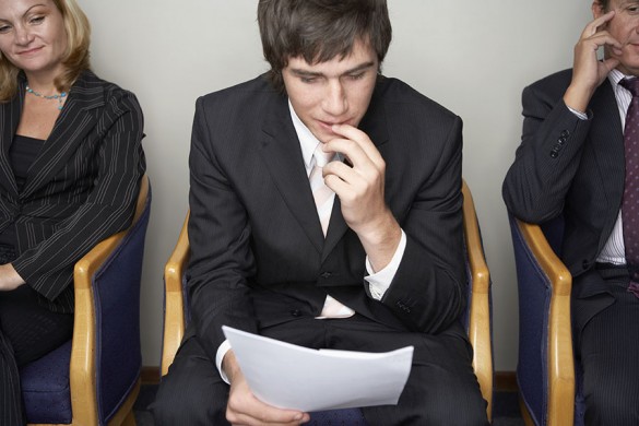 Man in great suit waiting for an interview